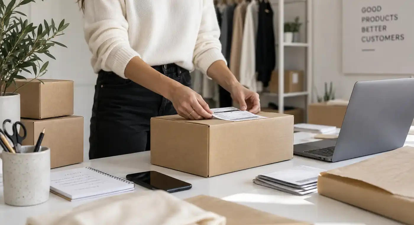 Imagen de una profesional revisando la operativa logística y los costes de gestión de un ecommerce.