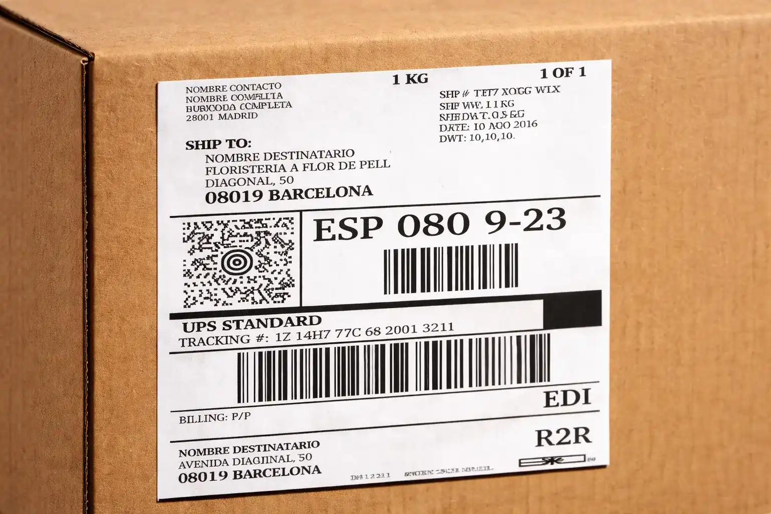 Rastreo, etiqueta, paquete