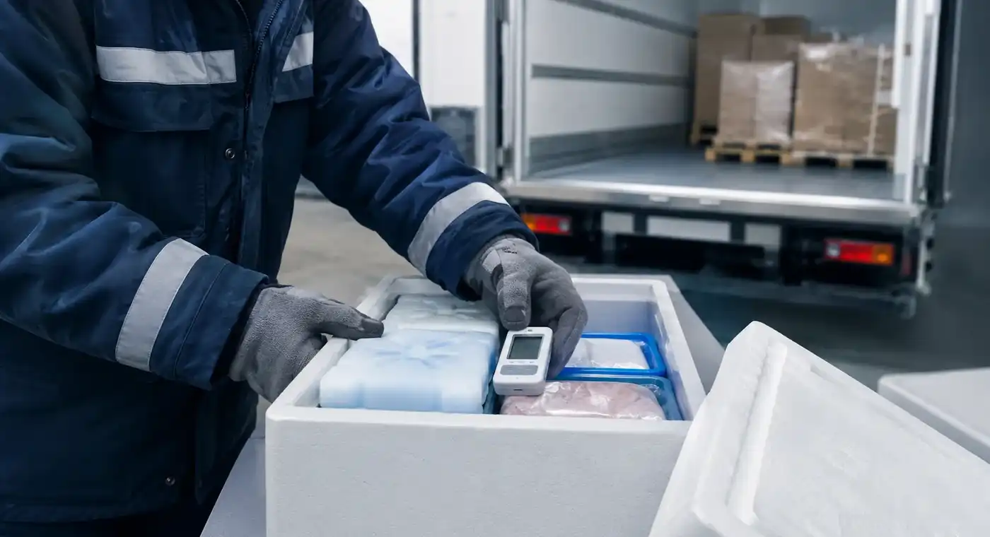 Imagen de la preparación de un envío congelado