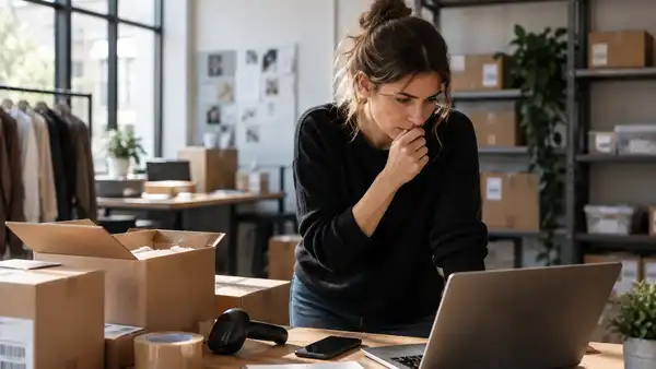 Equipo de ecommerce gestionando pedidos y operaciones logísticas en un entorno de trabajo organizado, representando los retos del crecimiento empresarial.