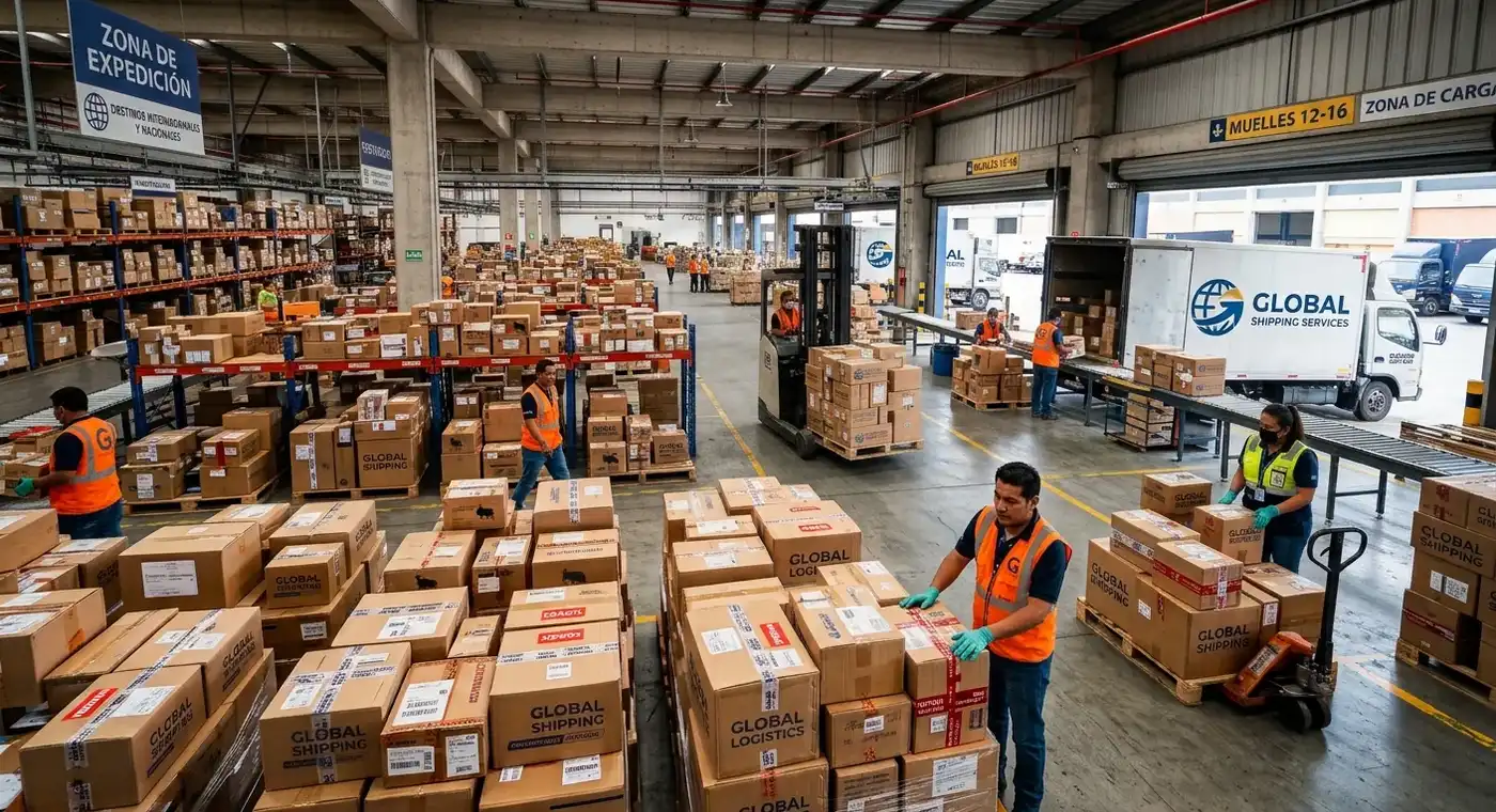 Zona de expedición con paquetes preparados para el envío