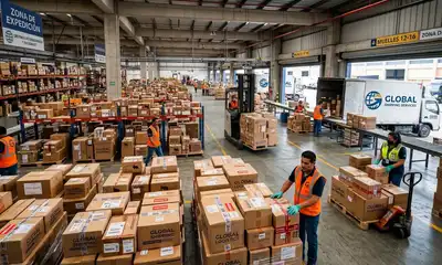 Zona de expedición con paquetes preparados para el envío
