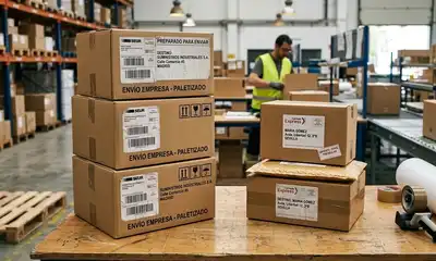 Paquetes preparados para dos destinos: una tienda y un domicilio
