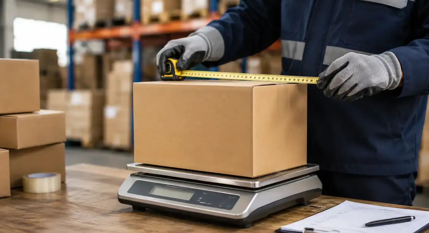 Imagen de una caja sobre una balanza digital