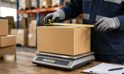 Imagen de una caja sobre una balanza digital