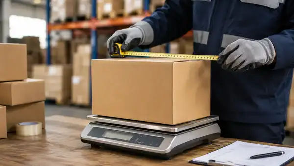 Imagen de una caja sobre una balanza digital