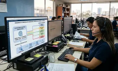 Esquema de una plataforma logística conectando una tienda con varias agencias de paquetería
