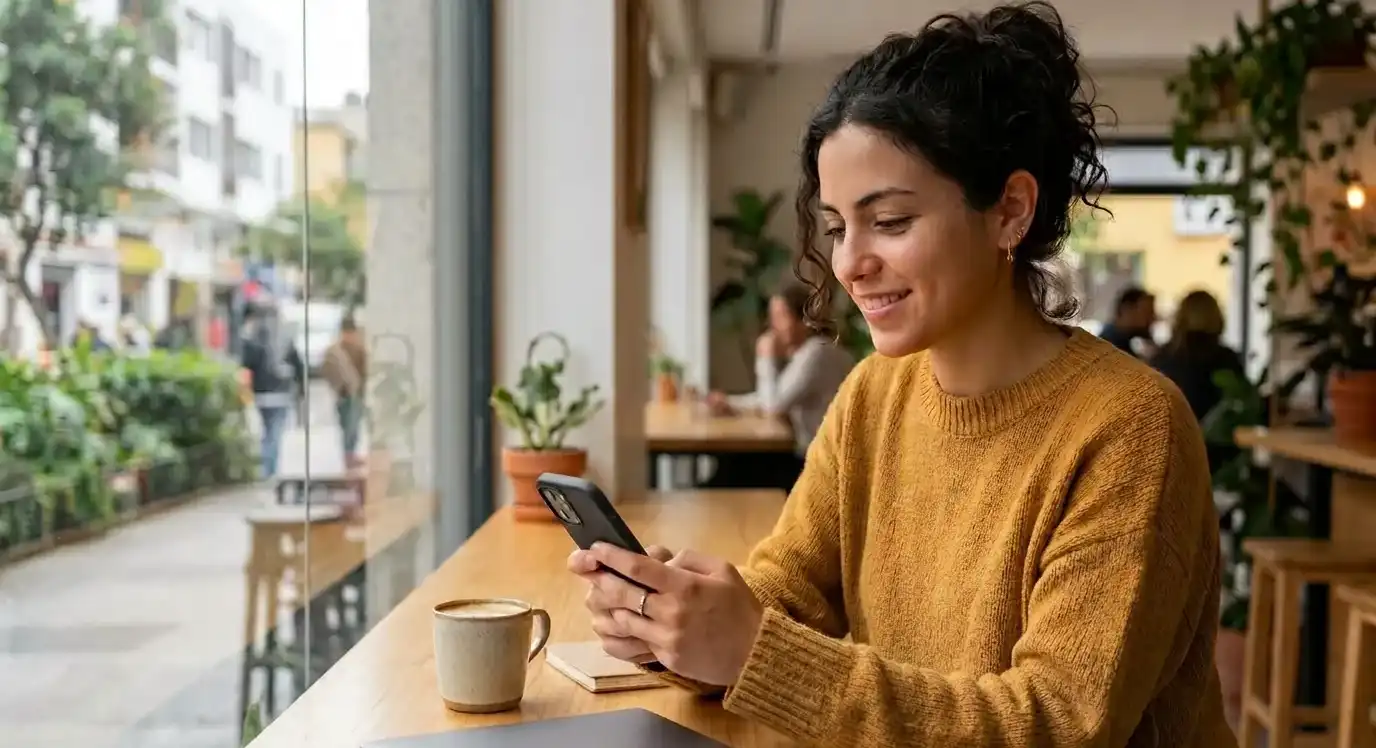 Cliente consultando el estado de su pedido desde el móvil