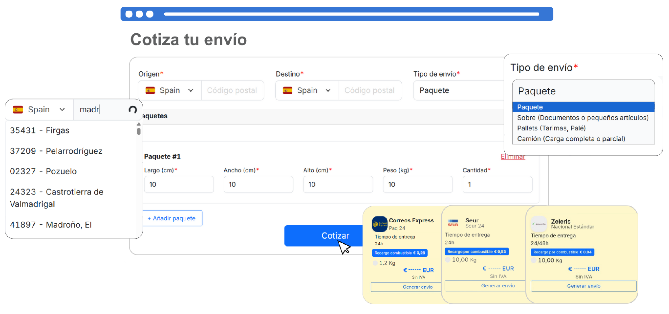 Calculadora de tarifas