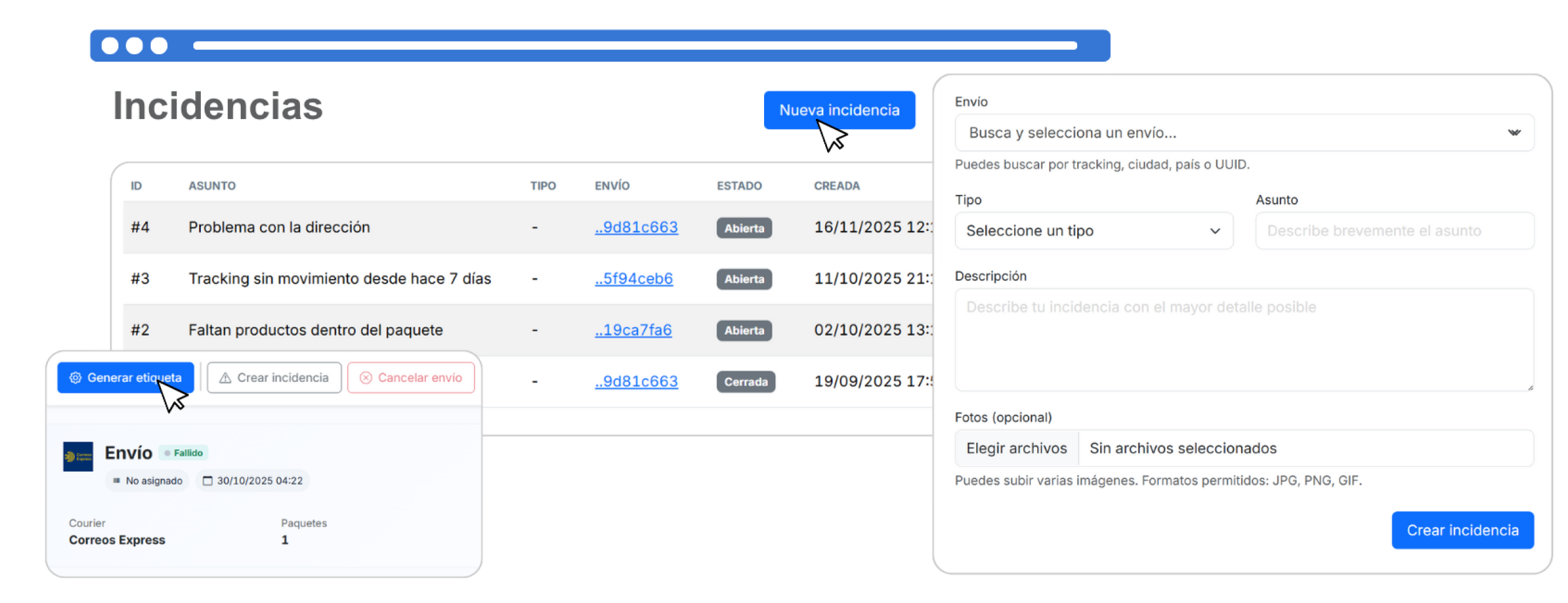 Gestión de incidencias